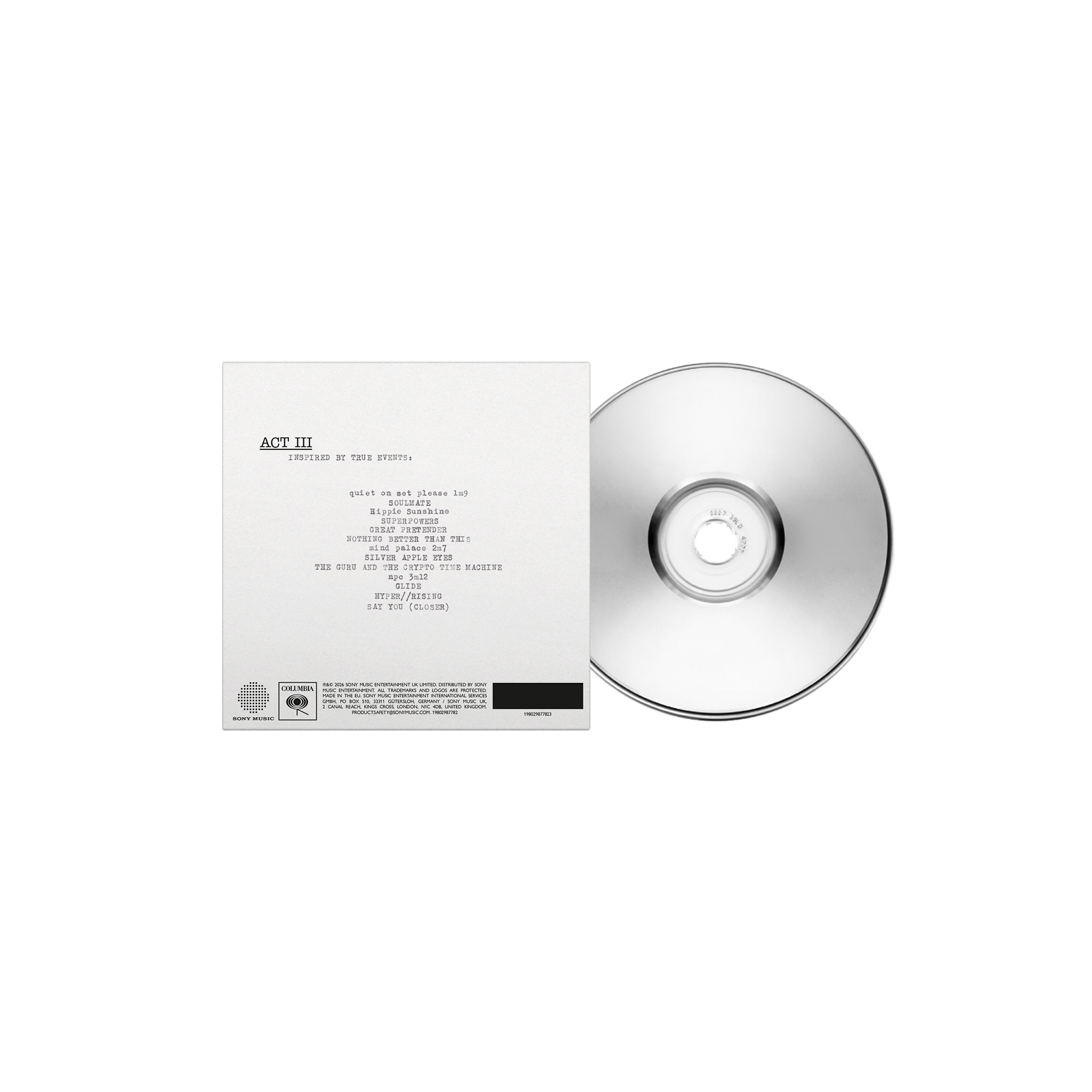 Kasabian 'ACT III' CD album artwork back view.